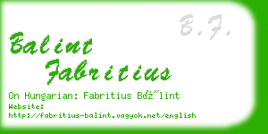 balint fabritius business card